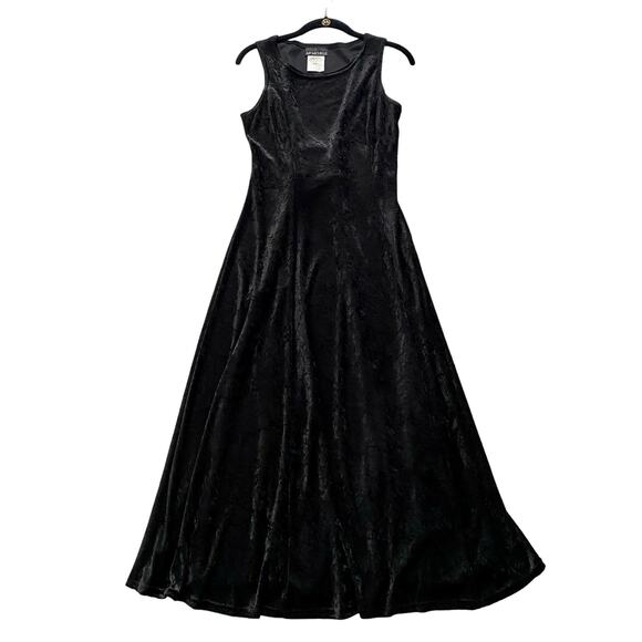 My Michelle Vintage Sleeveless Black Velvet Corset Back Maxi Dress Small 9/10 - Picture 2 of 11